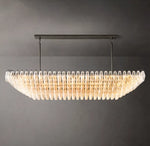 Chiara Clear Glass Tiered Rectangular Chandelier 74"