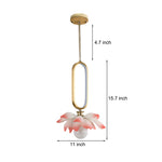Creative Lotus Flowers Luminous Copper Oval Ring LED Modern Pendant Lights