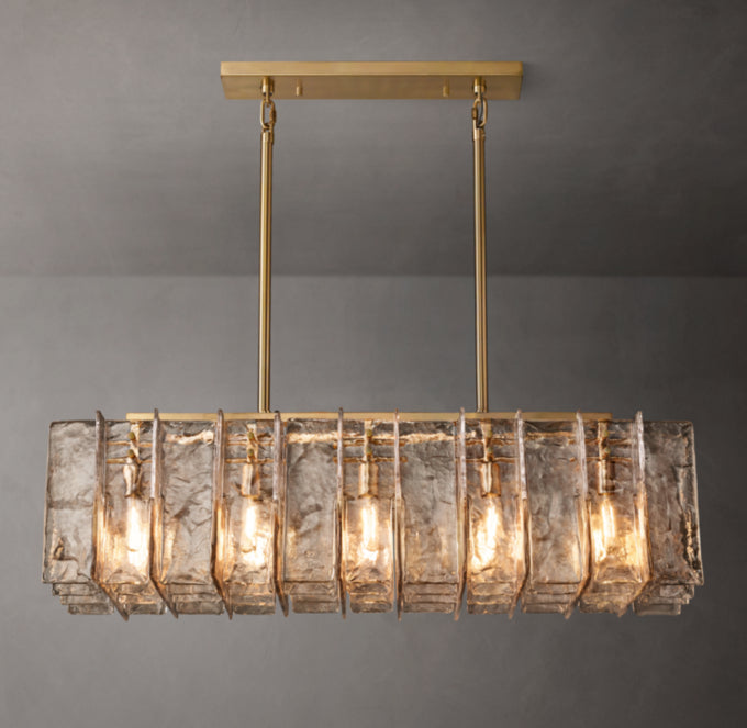 Lattice Smoke Glass Linear Chandelier 49"
