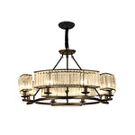 Round Metal Three Step Dimming Modern Rustic Crystal Chandelier Light