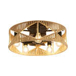 20-in Hemp Rope-Woven Caged Ceiling Fan with Light and Remote, 6-Speed