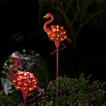 Metal Flamingo Solar Stake LED Lights Pink Outdoor Pathway Lamp - 2-Pack