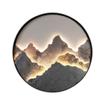 Round Natural Rock Slab Mountain Scenery Painting Modern Wall Lights Fixture