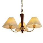 3 Lights Pleated Lampshade 12W LED Nordic Chandelier Pendant Light