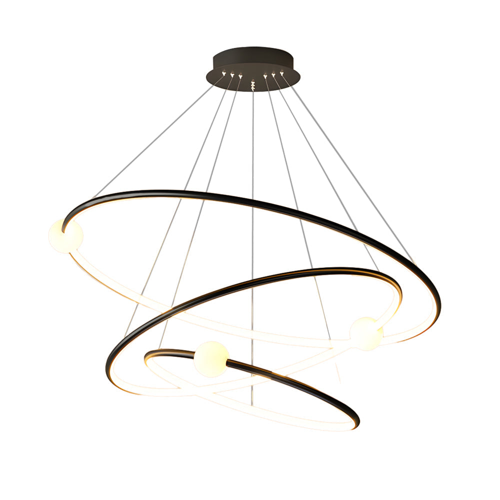 White/BlackCircular Pendant Lamp Dimmable LED Rings Chandelier