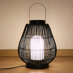 Portable Black Modern Iron Woven E27 Pillar Accent Outdoor Lantern