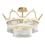 Round Crystal Crowns Three Step Dimming Luxury Postmodern Chandelier