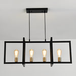 Rectangular Frame Design Iron Black Industrial Chandelier Pendant Lights