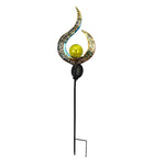 Iron Moon Flame Creative Hollow Projection Cracked Glass Solar Lawn Lights