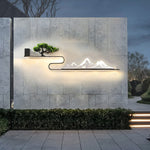 Mountain Scenery Waterproof LED Modern Outdoor Wall Lights with External Battery