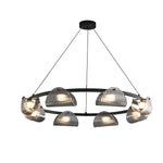 Round 6/8/10 Lights Curved Striped Glass LED Dimmable Nordic Chandelier