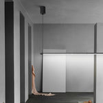 Minimalist Long Strip LED Stepless Dimming Black Nordic Chandelier Light