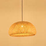 Creative Hand-woven Bamboo Lantern Three Step Dimming LED Chandelier