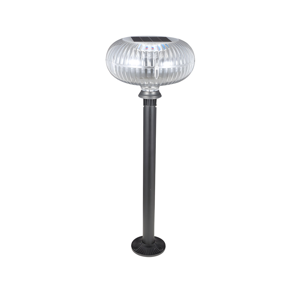 Modern Solar Lawn Light Metal Cylinder OvalShade LED Outdoor Bollard Light