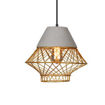 Cement Iron Cage Retro Industrial Pendant Light Kitchen Island Lighting