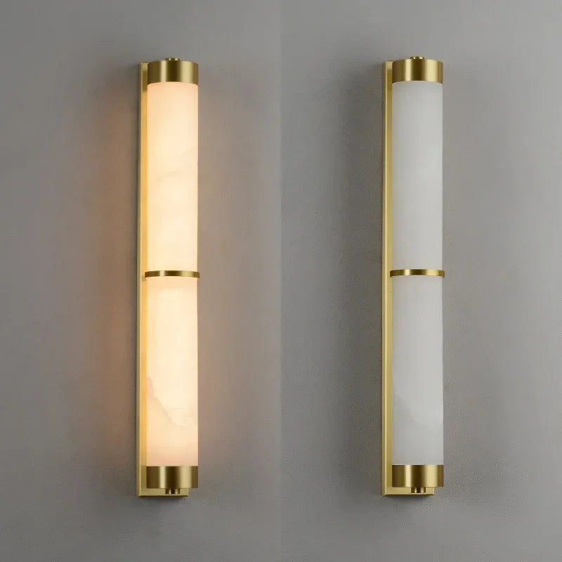 23" Natural Marble & Brass Wall Light