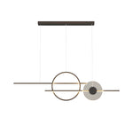 39.4'' Dimmable Ring Linear LED Island Chandeliers for Dining Room, Black/White