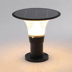 Round Dimmable LED Waterproof Black Modern Solar Fence Post Lights Pillar Lamp