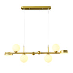 6/8-Light 3step Dimming Glass Ball LED Long Dining Room Chandelier