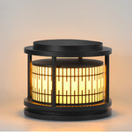 Round Retro Pattern Waterproof LED Black Modern Solar Fence Post Lights