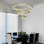 Luxury Crystal LED Chandelier 3-Tier Geometric or Stacked LED Pendant light
