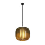 Wood Lantern Fabric Lampshade LED Minimalist Japanese Style Chandelier