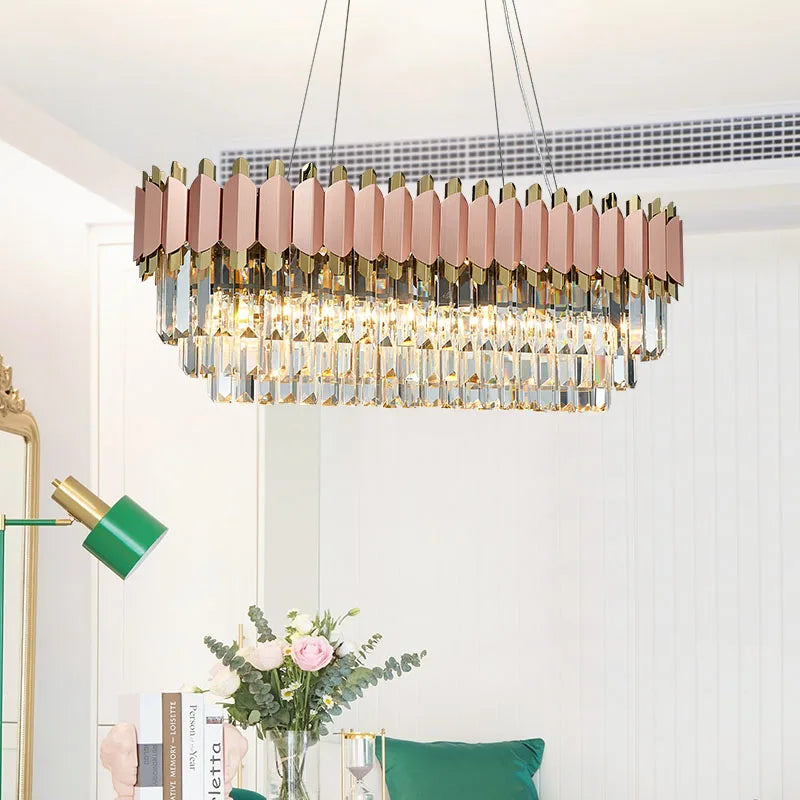 Gio 39" Rose Gold Dining Room Chandelier
