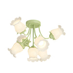 7 Heads White Flowers 3 Step Dimming Creative Modern Ceiling Light Fixture