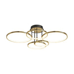 3/5/6 Rings Three Step Dimming Gold Modern Ceiling Lights with Leather