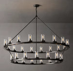 Ondra Round Two-Tier Clear Glass Chandelier 60"