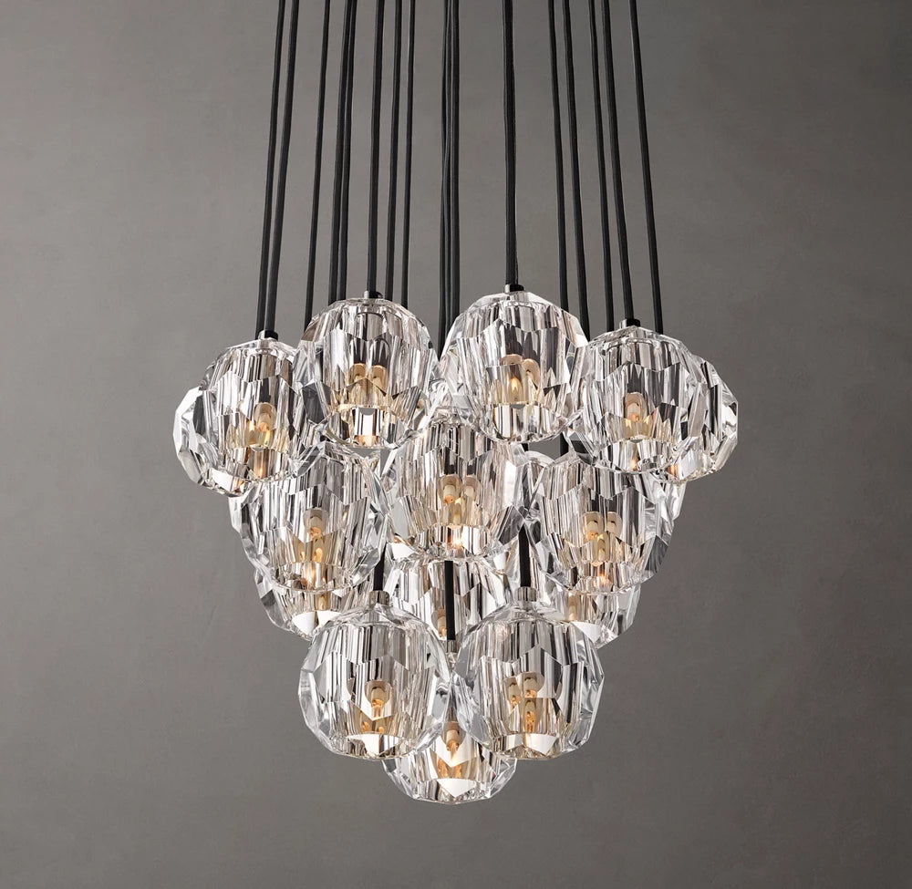 Boule De Cristal Clear Glass Round Cluster Chandelier 19"