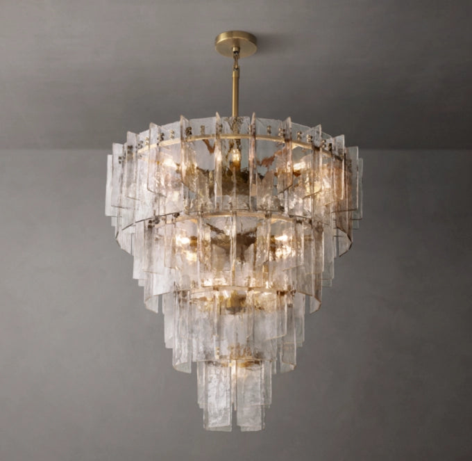 Lattice Clear Glass Tiered Round Chandelier 47"