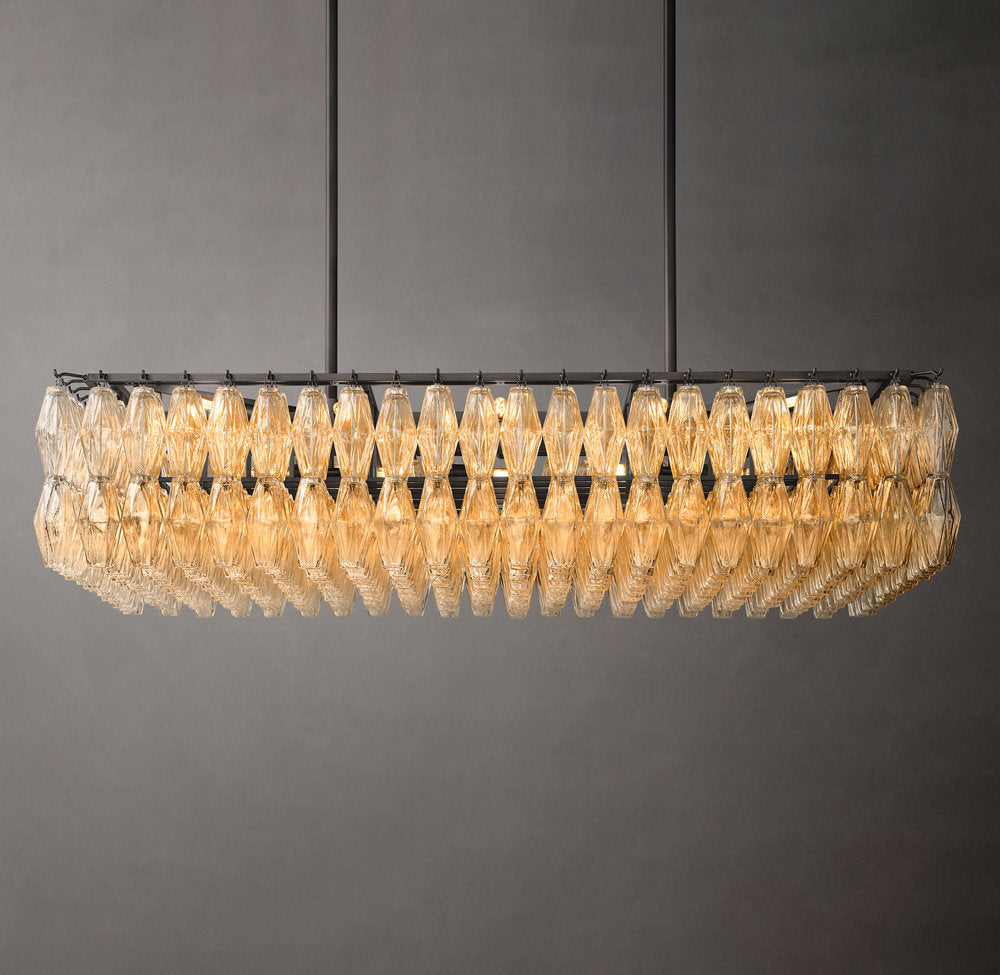 Chiara Clear Glass Rectangular Chandelier 54"