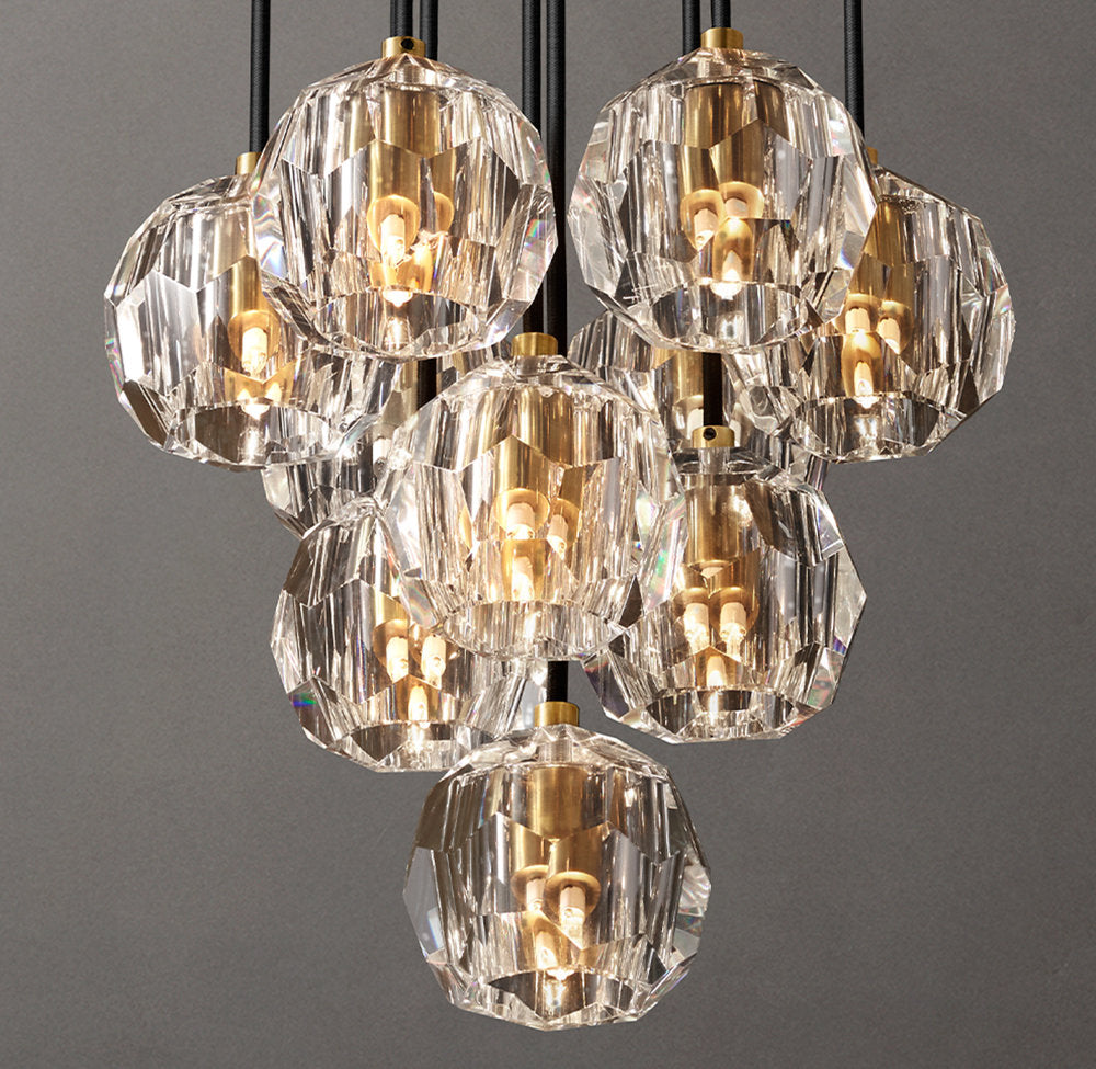 Boule De Cristal Clear Glass Round Cluster Chandelier 14"