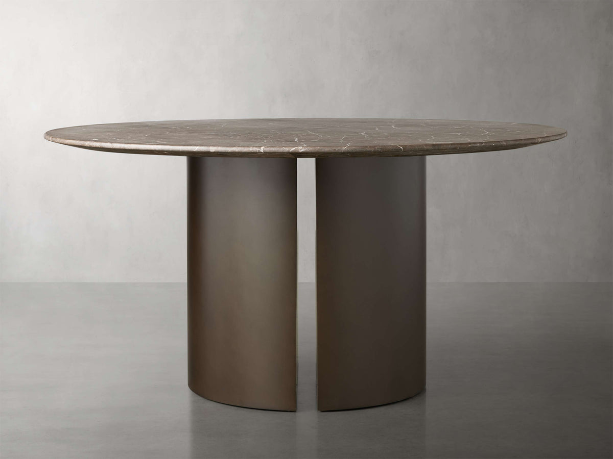 Saint Germain Round Stone Dining Table with Dauphine Base