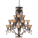 International Dresden Filbert Fifteen-Light Chandelier