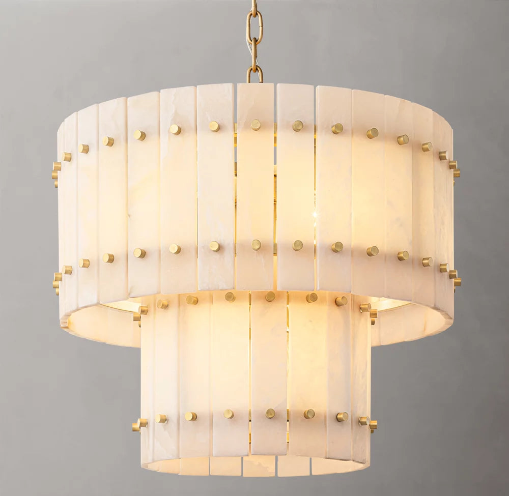 San Marco Alabaster Round Tiered Chandelier 22"