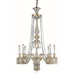 Golden Teak Eight-Light Chandelier with Elegant Cut Crystal