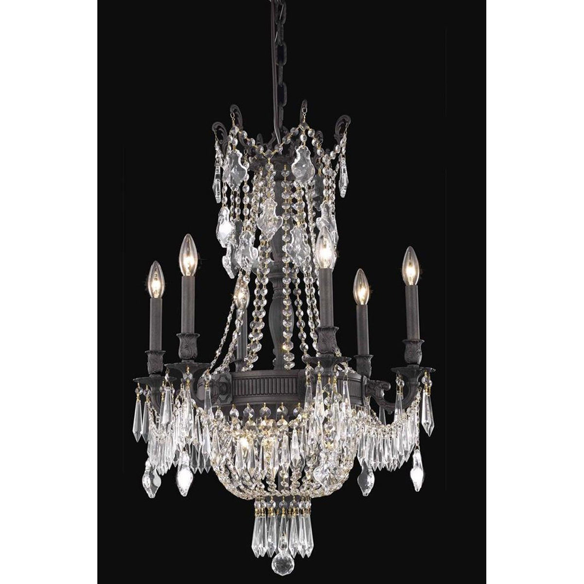 Esperanza Dark Bronze Nine-Light Chandelier with Royal Cut Crystal
