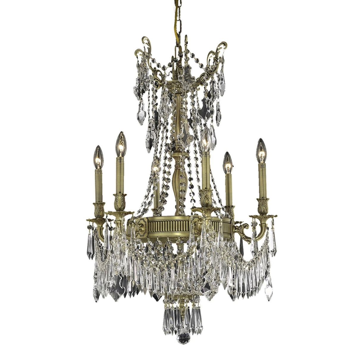 Esperanza French Gold Nine-Light 22-Inch Chandelier with Royal Cut Clear Crystal