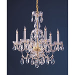 Polished Brass Six-Light Hand Cut Crystal Chandelier