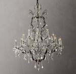 19th C. Rococo Iron & Crystal Round Chandelier 40"