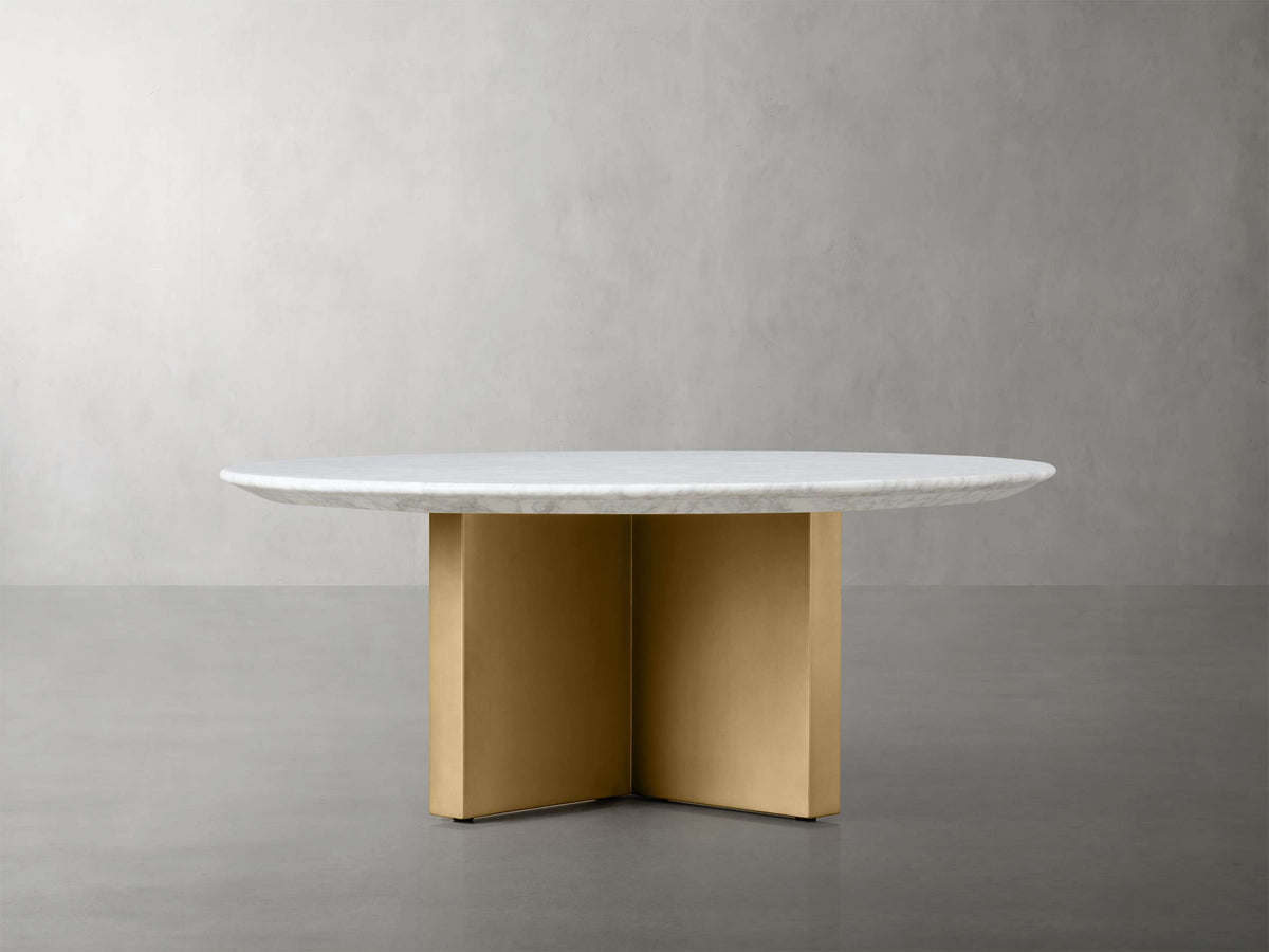 Saint Germain Round Stone Coffee Table with Clement Base