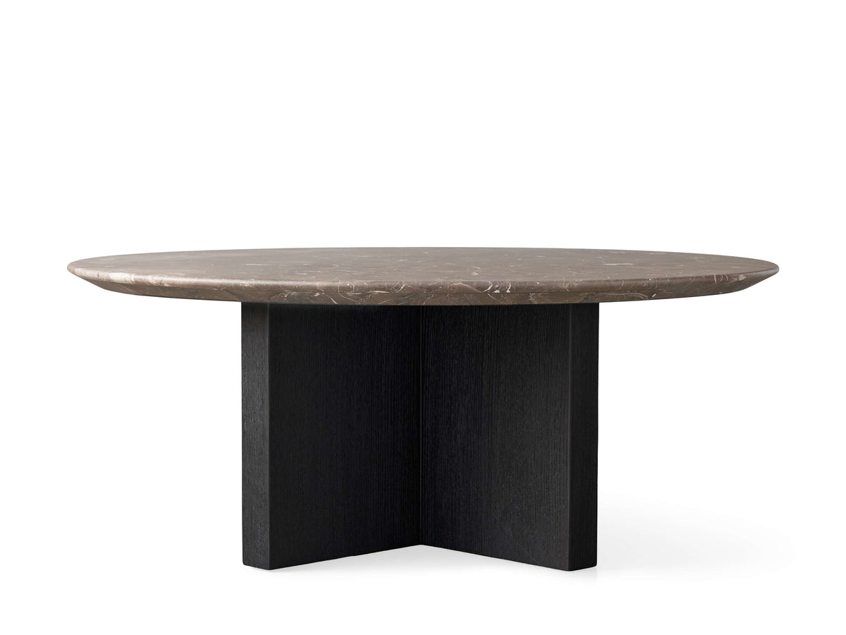 Saint Germain Round Stone Top Coffee Table with Wood Clement Base