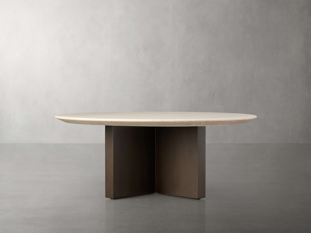 Saint Germain Round Stone Coffee Table with Clement Base
