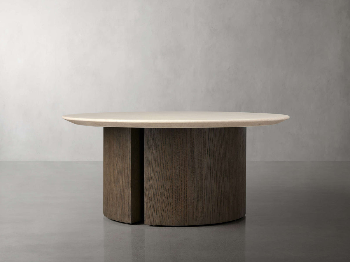 Saint Germain Round Stone Coffee Table with Dauphine Base