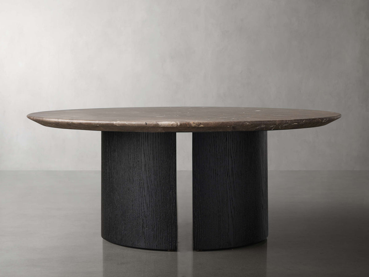 Saint Germain Round Stone Coffee Table with Dauphine Base