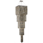 Maxim Chrome Twenty-Two Light 22-Inch Five-Tier Square Pendant with Royal Cut Golden Teak Smoky Crystal