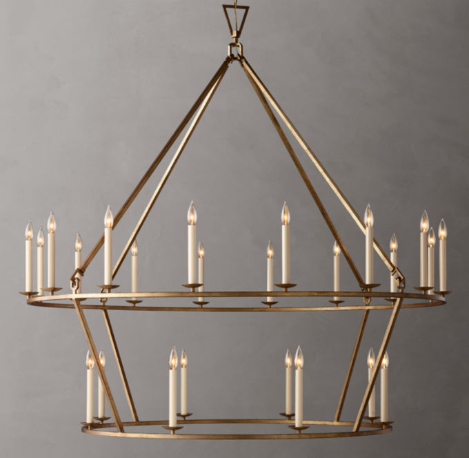 19TH C. ENGLISH OPENWORK TWO-TIER ROUND CHANDELIER 62"