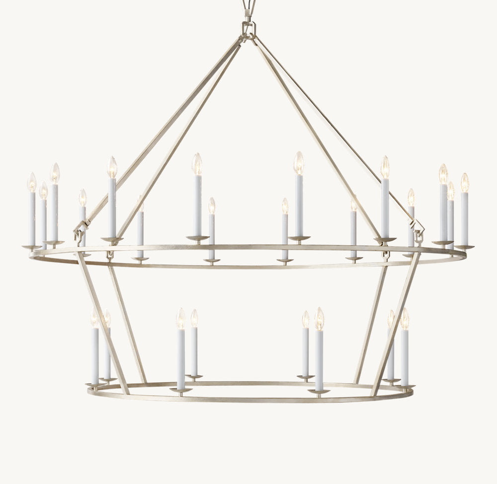 19TH C. ENGLISH OPENWORK TWO-TIER ROUND CHANDELIER 62"